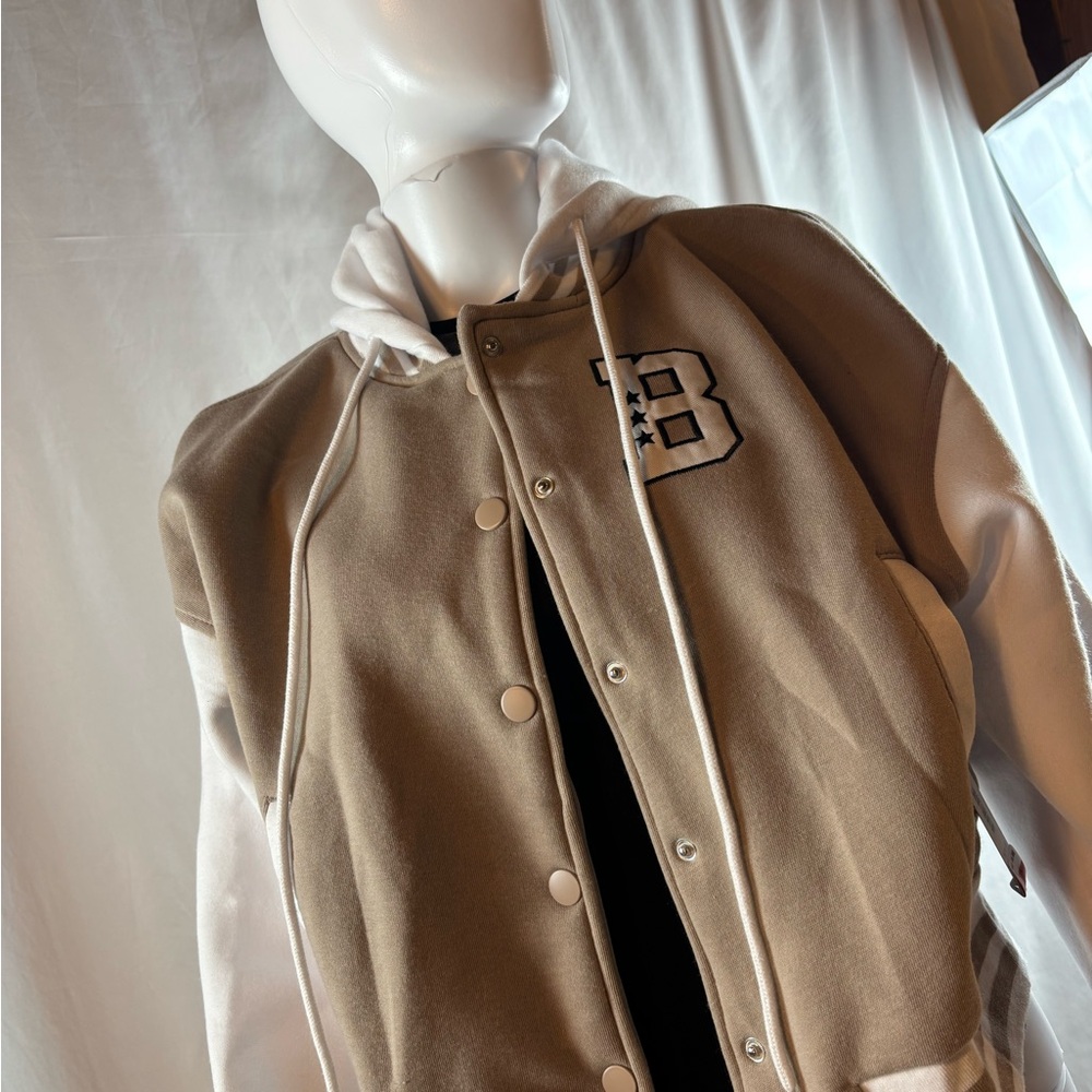 Justify Tan and White Varsity Jacket
